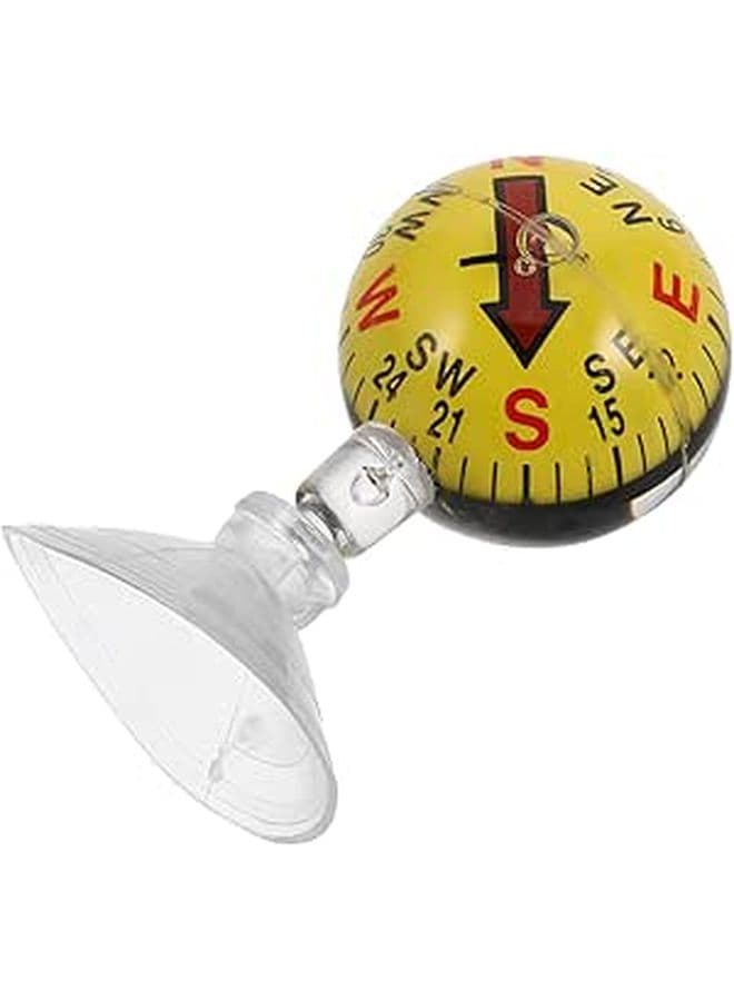 Yellow 38mm Dashboard Compass Ball With Plastic Suction Cup Navigation Tool