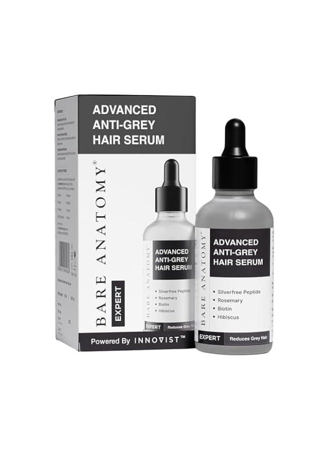Bare Anatomy Advanced Anti-Grey Serum | Reduces Hair Greying | Silverfree Peptide + Biotin + Rosemary | Fast Absorbing, Odorless, Non-Sticky | Clinically proven formula For Men & Women | 50ml