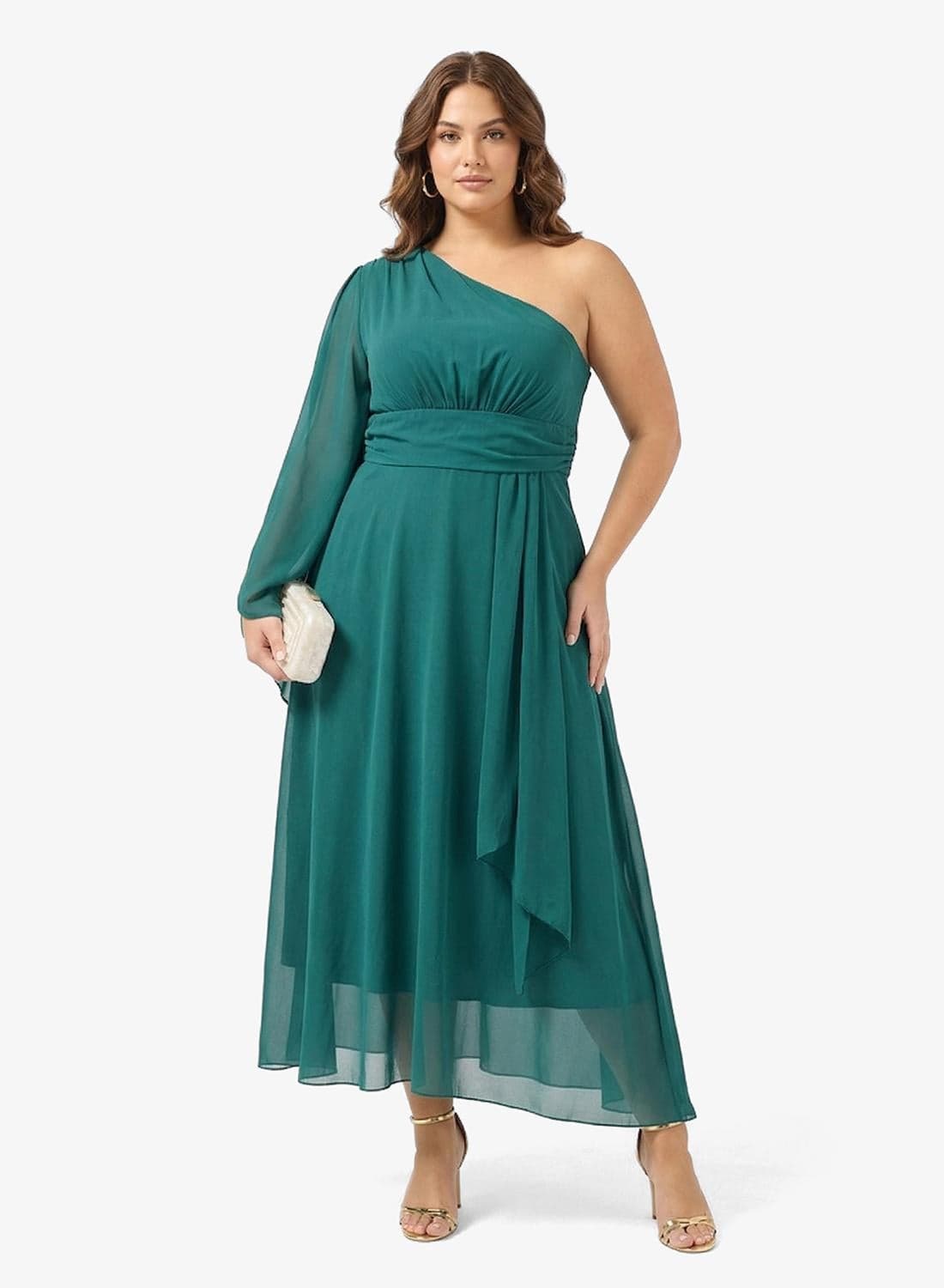 One Shoulder Dress With Trail Sleeves