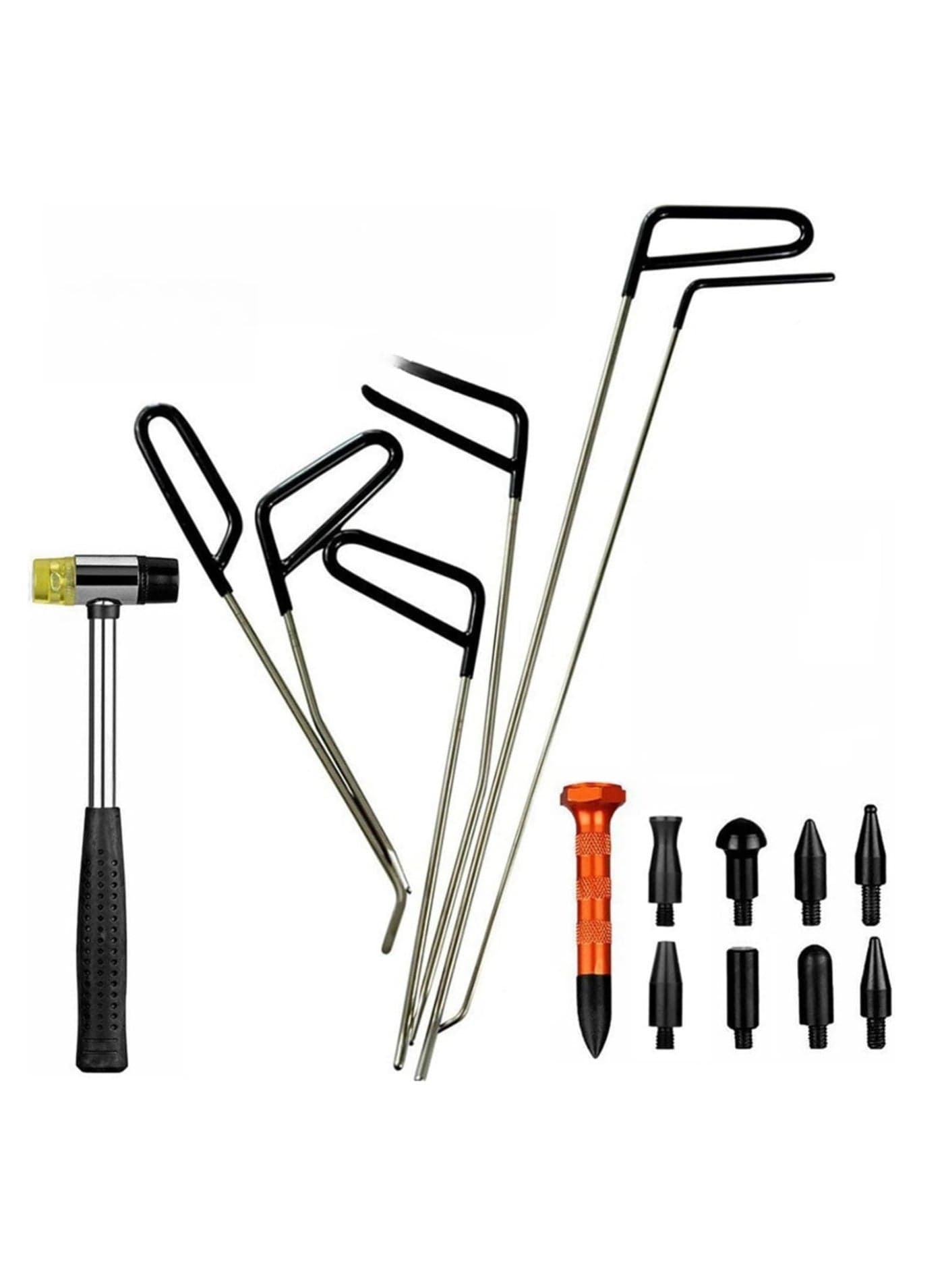 16PCS Car Dent Repair Rods, Hard Spring Steel Dent Rods, Professional Hail Dent Removal Tool for Minor Dents, Door Dings, Hail Damage Six Sizes Available