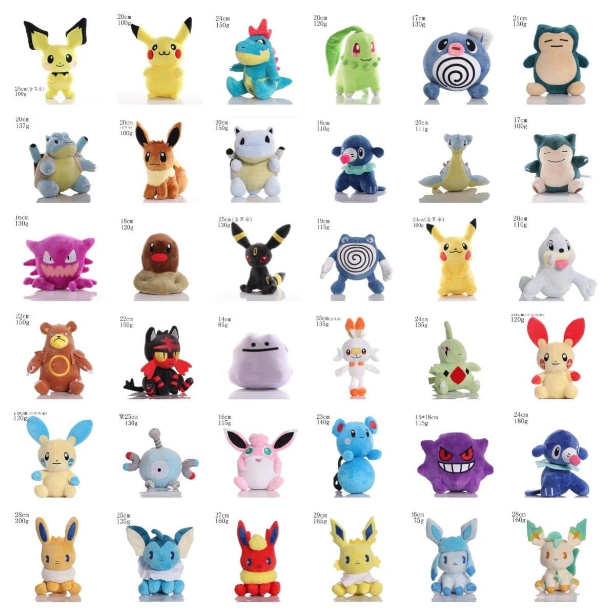 140 Styles 8-Inch Stuffed Animal Toys – Pikachu, Psyduck, Charmander, Squirtle, Bulbasaur Plush Dolls, Soft Cuddly Pokémon Gifts for Kids and Collectors