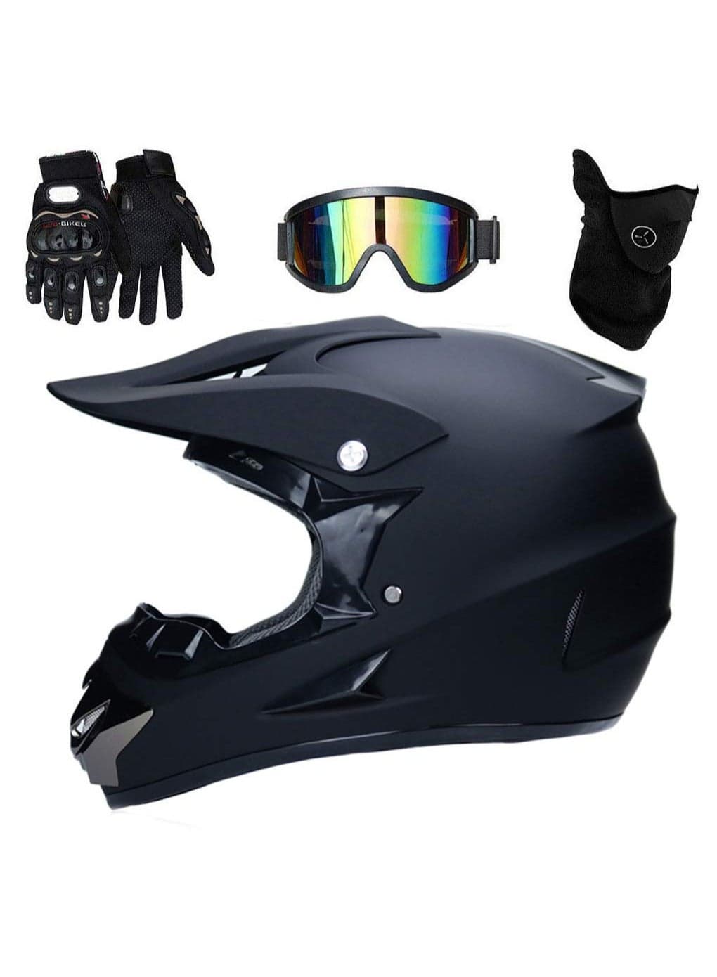Motocross Helmet Motorcycle Helmet Matte Black,MX Motorcycle Helmet Dirt Bike ATV Scooter Dot Certified Motorcycle Helmet with Goggles Gloves Mask