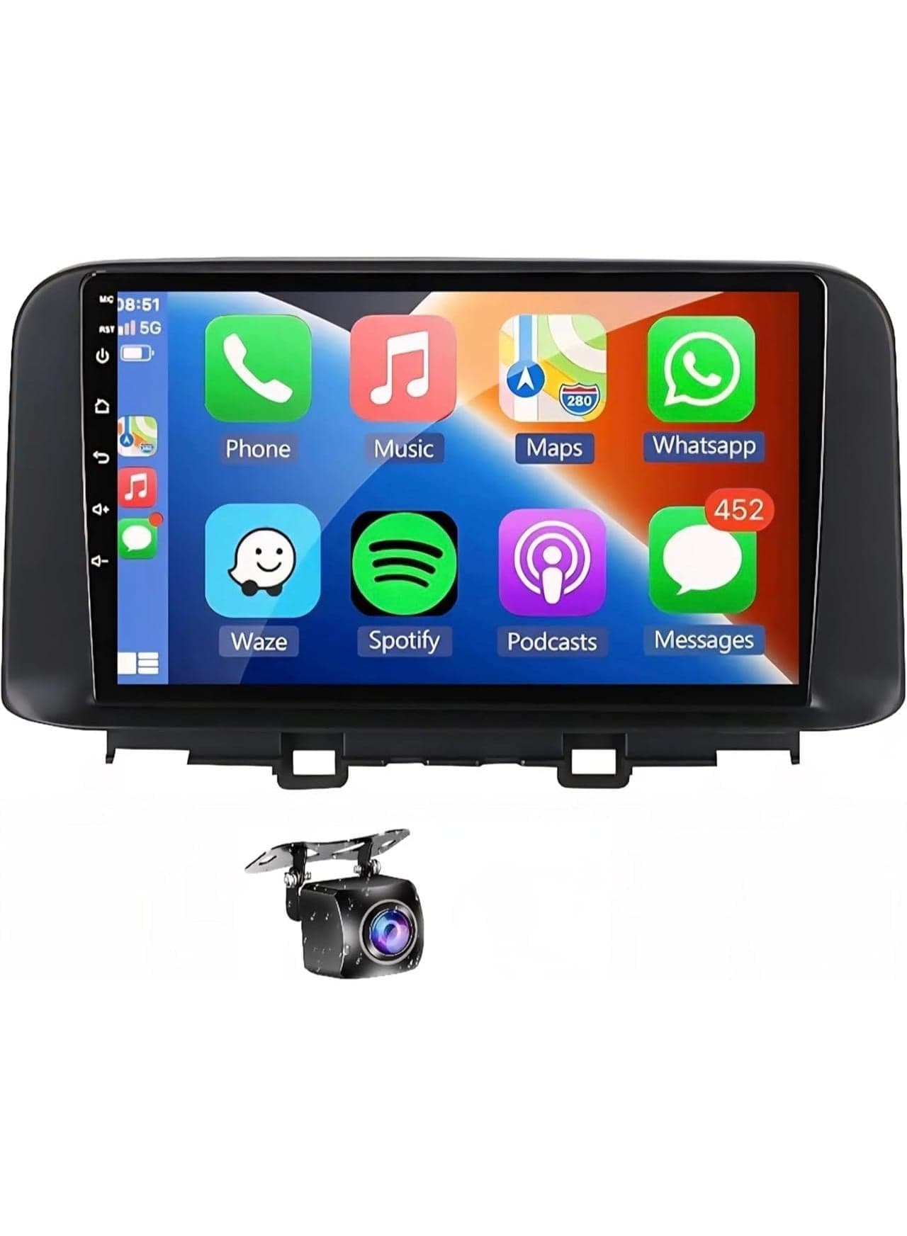 Android Car Stereo for Hyundai Kona Encino 2017-2019 6GB RAM 128GB ROM Support SIM Card, Carplay, M-Link Wi-Fi BT, Radio GPS, 9 Inch IPS Touch Screen with AHD Camera Included