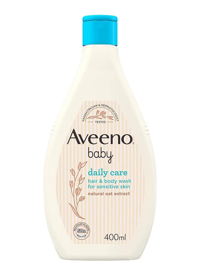 Aveeno Baby Daily Care Hair and Body Wash, ideal for everyday use, gently cleansing and nourishing for delicate hair and skin. Lightly fragranced, 400 ml