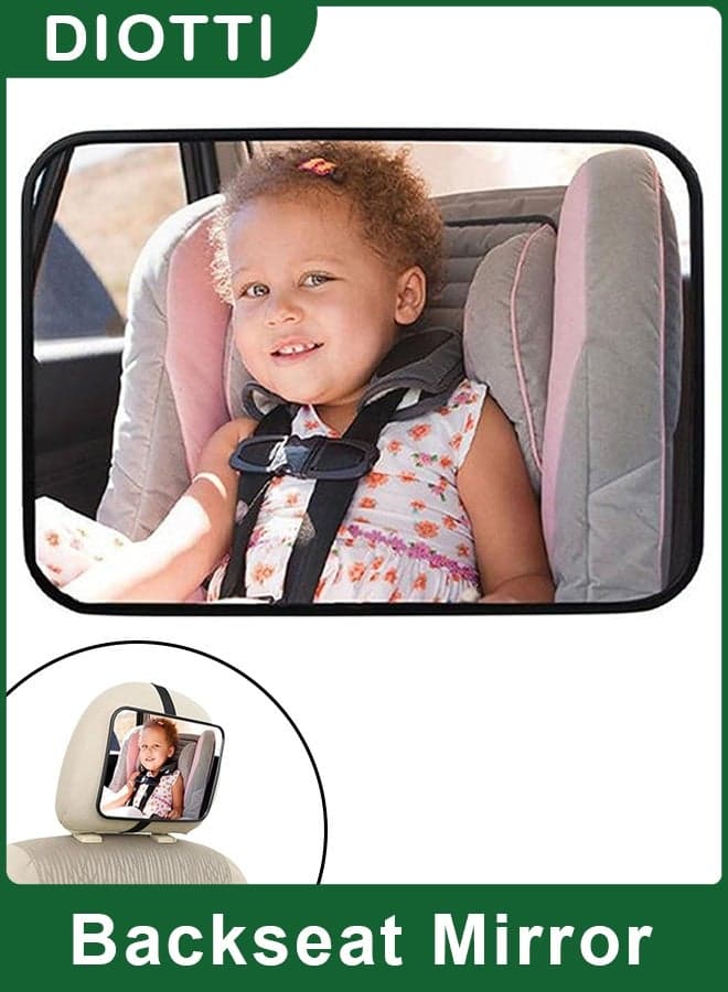 Shatterproof Baby Car Mirror for Rear-Facing Seat, Wide Clear View, 360° Adjustable, Crash-Tested Backseat Mirror for Safe Infant & Toddler Monitoring
