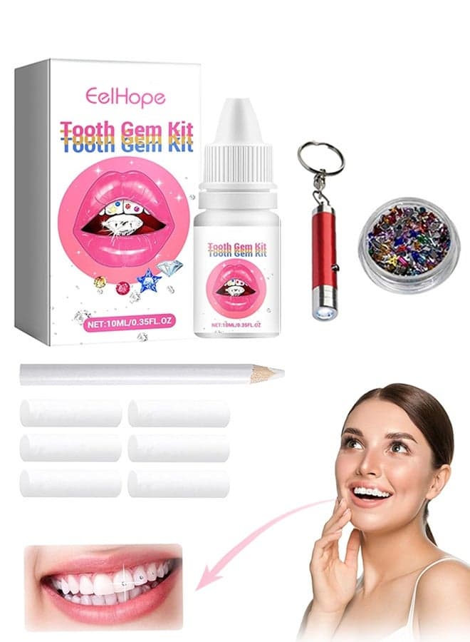 Tooth Gems Kit with Shiny Crystals for Teeth, DIY Teeth Gems Kit Fashionable Decoration Starter Set