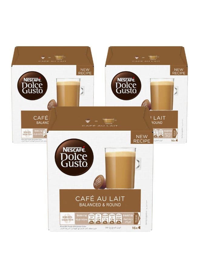 Dolce Gusto Coffee Capsules Cafe Au Lait 160grams Pack of 3