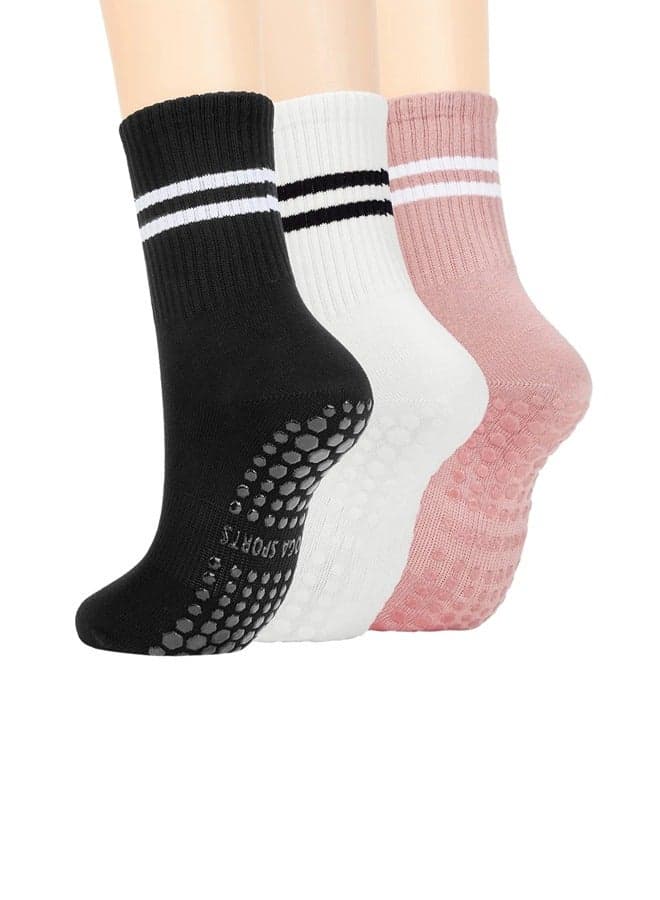 3 Pairs Yoga Socks For Women,Non Slip Socks Pilates Socks For Yoga,Pilates,Ballet, Dance, Workout, Hospital