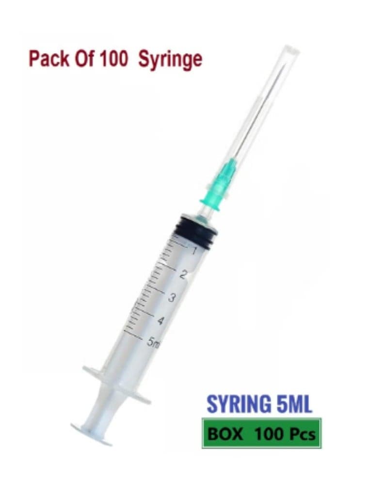 Set of 100 single-use medical syringes 5ML With Needle