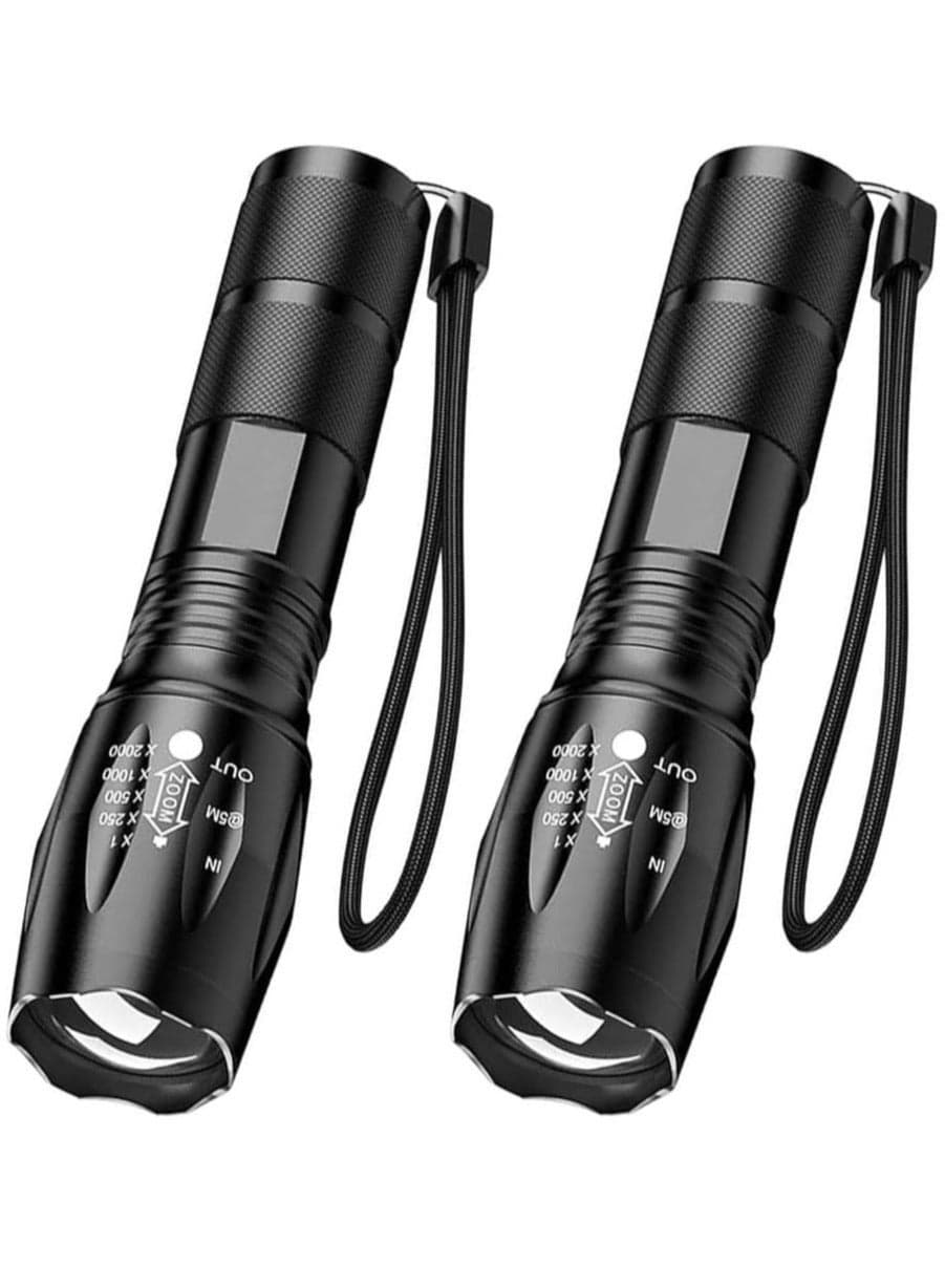 Portable LED Flashlights High Lumens 2 Pack, Powerful Tactical Flashlight With 5 Modes, Pocket Small Flash Light, Waterproof Zoomable Flashlights for Camping Home Emergencies, Camping Essentials (Batteries not Included)