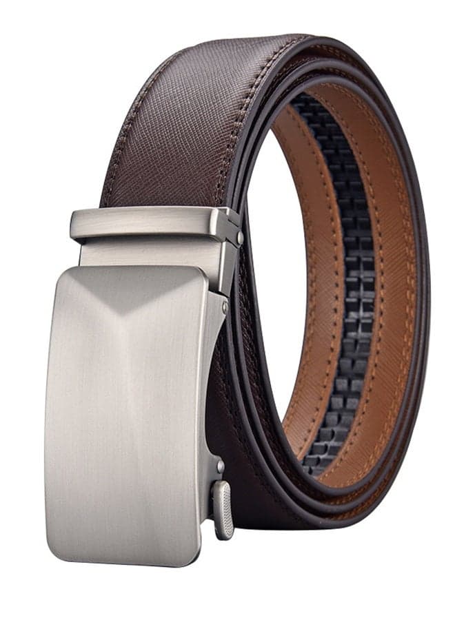 Men's Belt, Ratchet Dress Belt, Sliding Belt With Automatic Buckle For Easier Adjustment, Casual Business Men's Belt, Brown