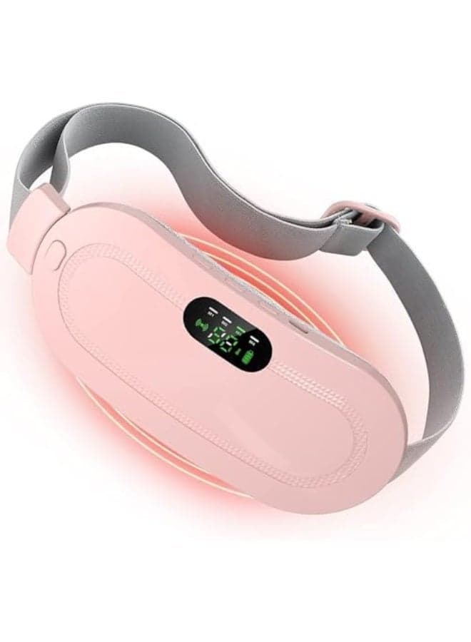 Portable Heating Pad, Period Heat Belt with 3 Temperature Adjustable and Vibration Modes, Heat Belt Period Relief from Back, Abdominal and Stomach Pain (Pink)