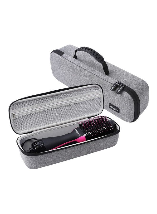 Electric Professional Hot Air Straight Curling Hair Dryer Comb Black/Pink 34x7.5x5.5cm