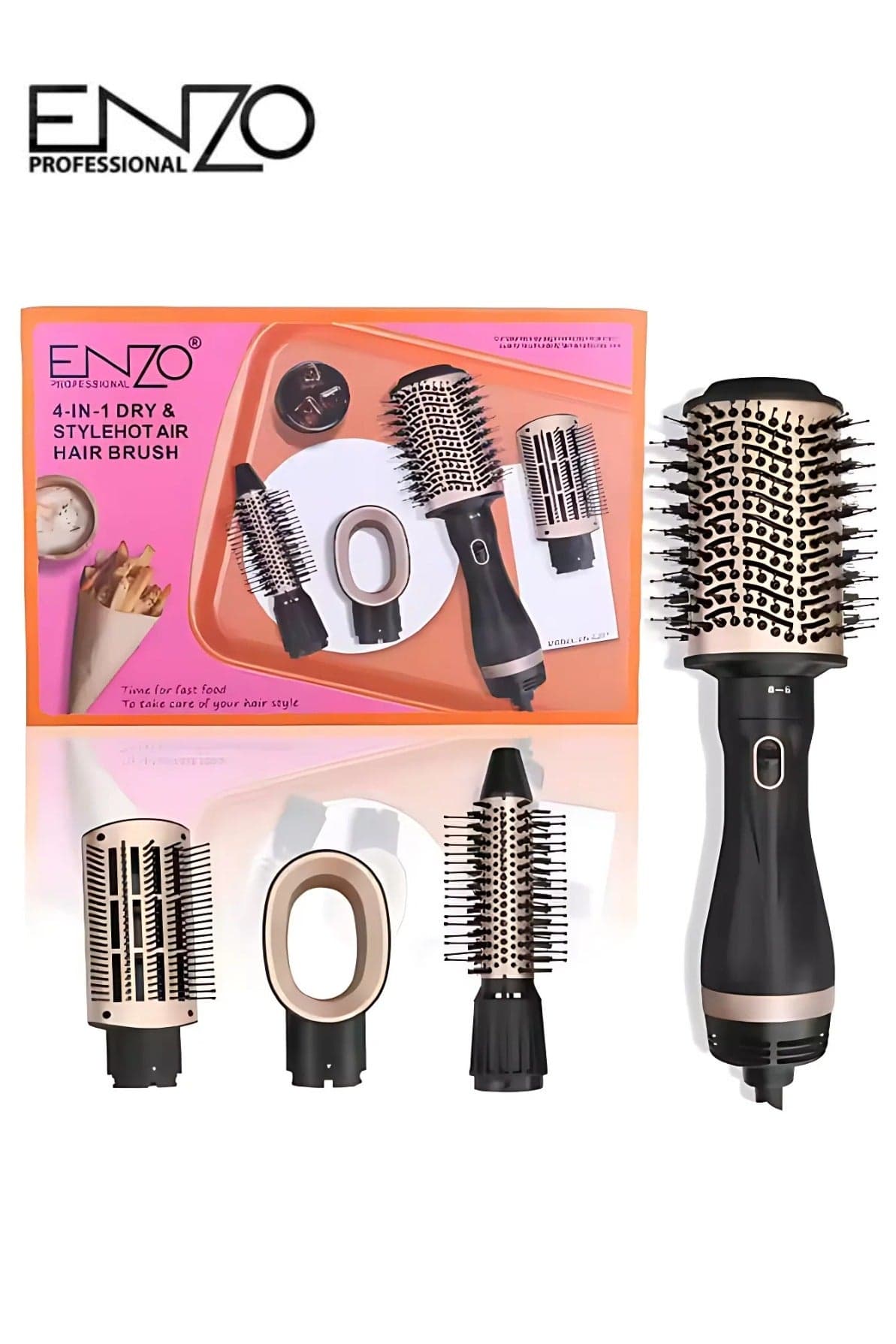 EN-6207 4-in-1 Hair Styling Tool Set – One Step Hair Dryer, Straightener, Curler & Volumizer with Interchangeable Brush Heads, Adjustable Heat & Ionic Technology