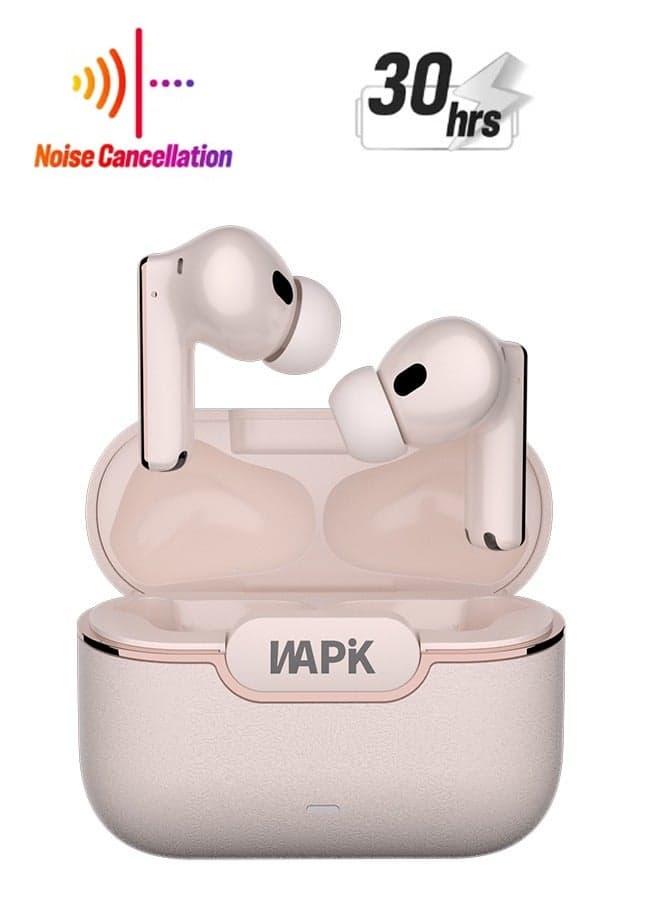 Korean Brand True Wireless Earphones – 6-Mic Hybrid ANC with AI Wind Noise Reduction, -42dB Noise Cancelling, 30H Battery Life, Bluetooth 5.4, IPX5 Waterproof, Powerful Bass