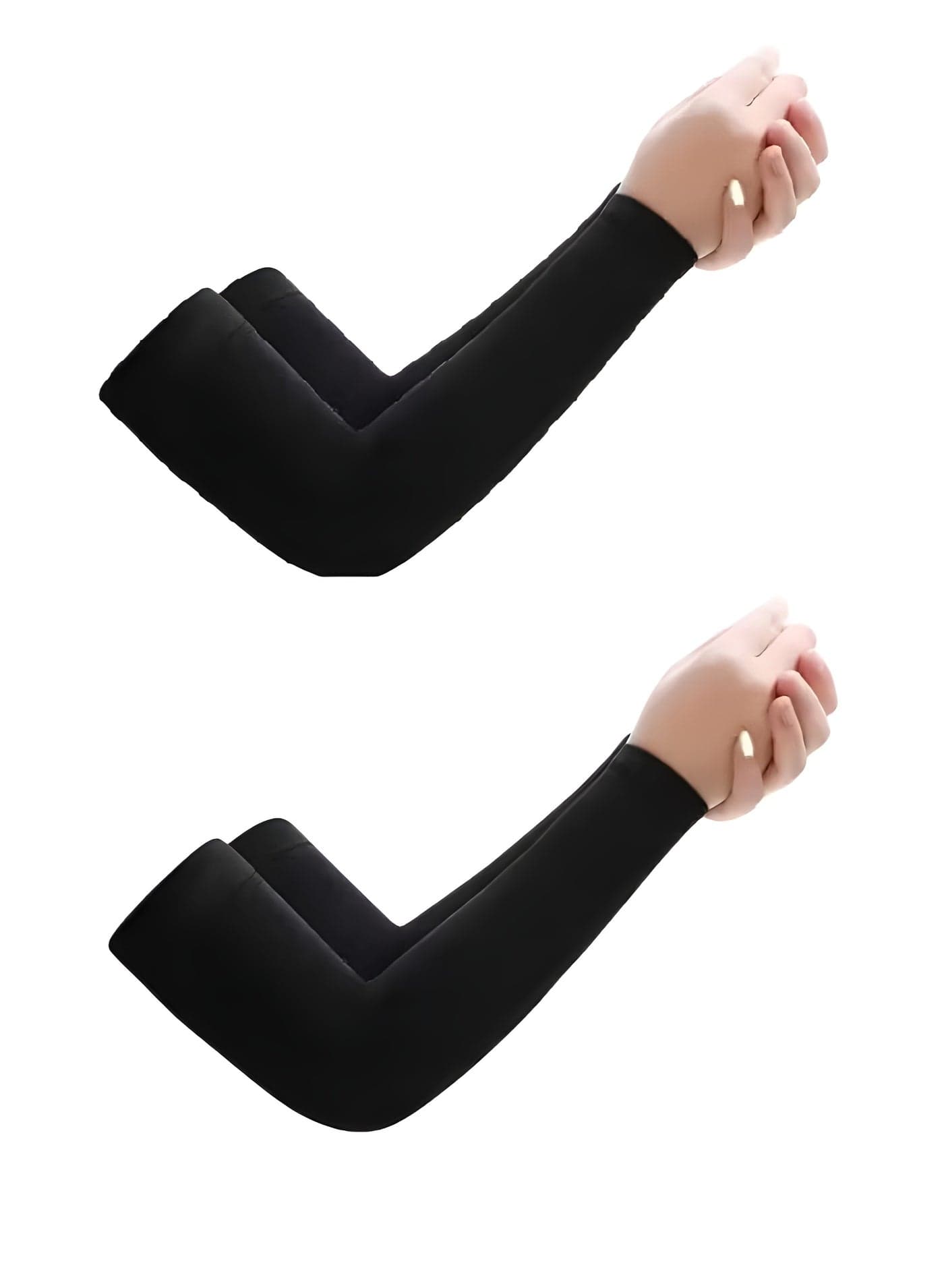 2 Pack UV Protection Cooling Arm Sleeves - Unisex Sunblock Sleeves for Men & Women, Breathable Long Hand Sleeves for Golf, Basketball, Driving, Hiking & Outdoor Sports (Black)
