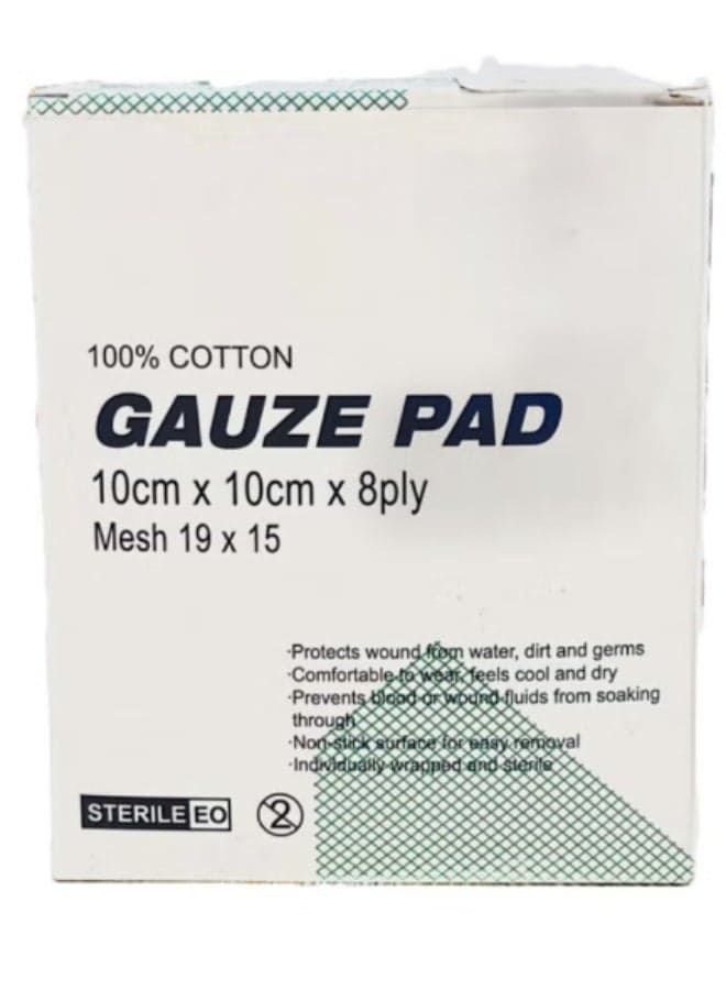 Premium Cotton Gauze Pads 10x10cm – 8 Ply – 50 x 2 Pcs Value Pack (100 Total)