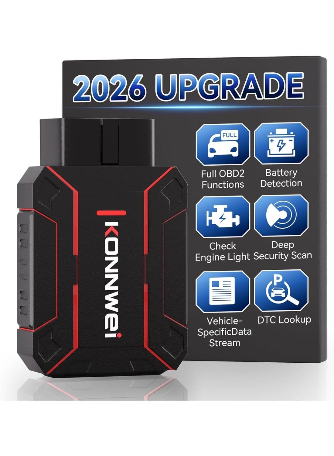 ماسح OBD2 بلوتوث، أداة تشخيص نظام السيارة الكامل، قارئ رمز فحص المحرك، اختبار الجهد، جاهزية I/M، تدفق البيانات، AutoVIN، بدون اشتراك وتطبيق حصري لنظامي iOS وAndroid