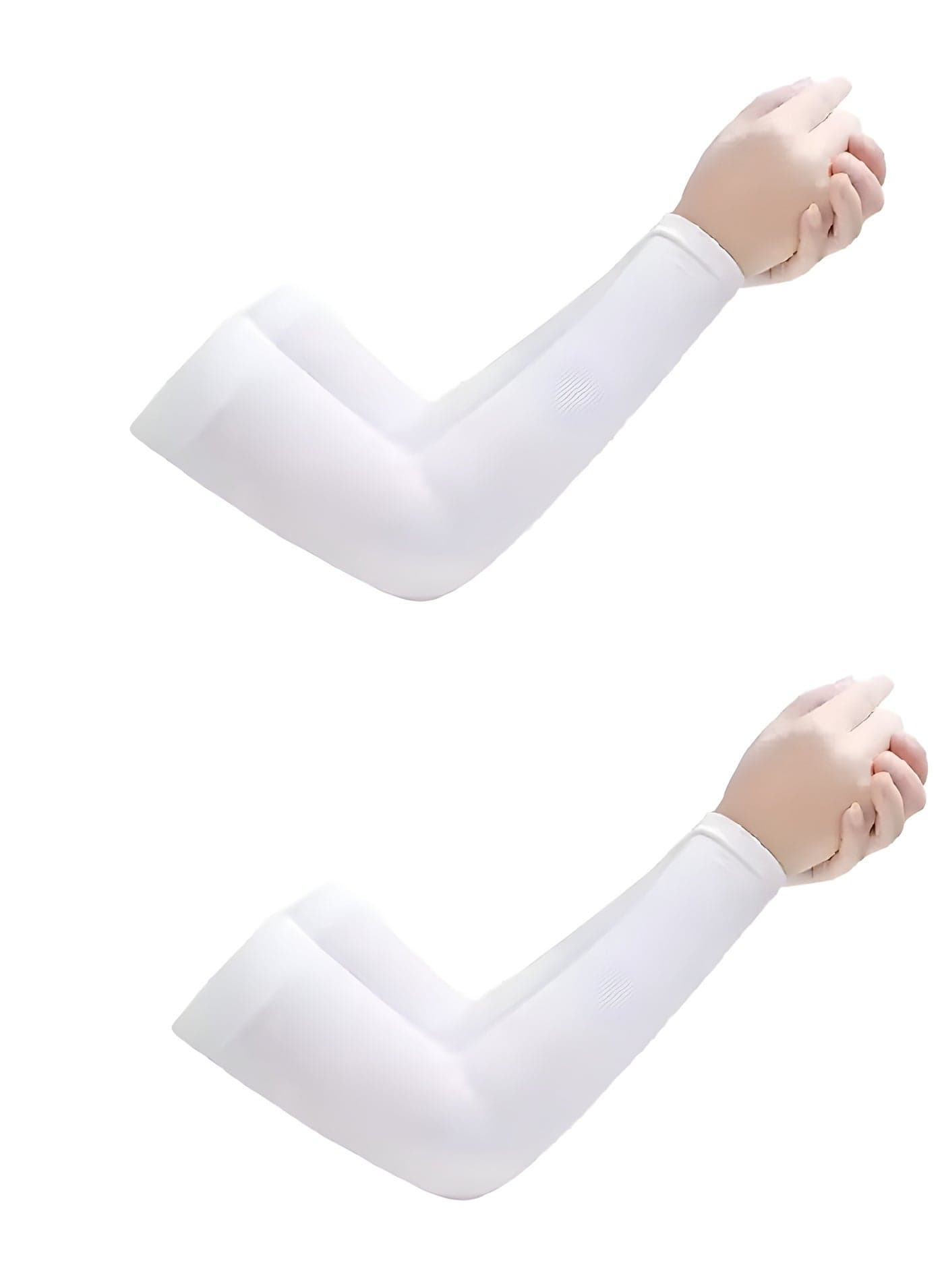 2 Pack UV Protection Cooling Arm Sleeves - Unisex Sunblock Sleeves for Men & Women, Breathable Long Hand Sleeves for Golf, Basketball, Driving, Hiking & Outdoor Sports (White)