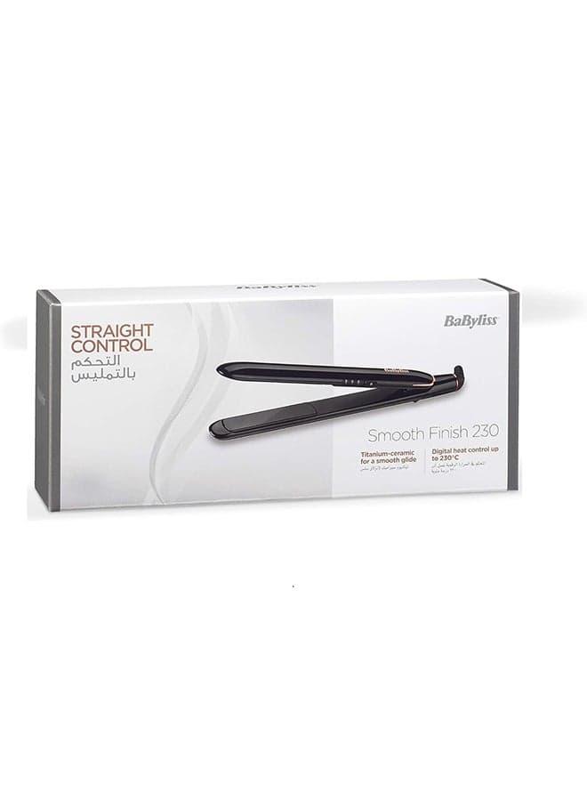 Smooth Finish 230 Hair Straightener | Titanium Ceramic Plates For Efficient Straightening | Adjustable Temperature Settings For Versatile Styling | Salon-quality Results At Home | ST250SDE Black