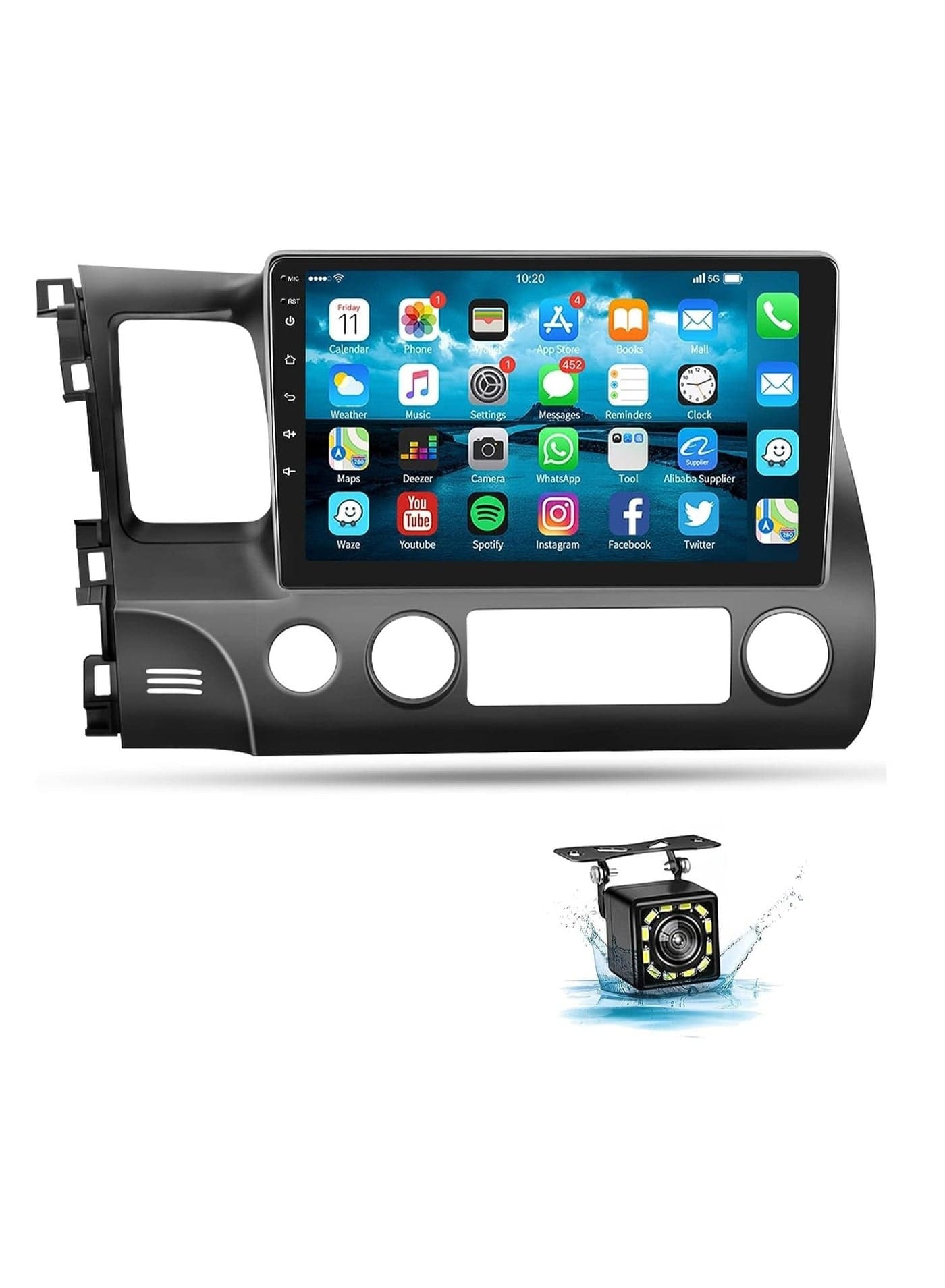 Android Screen For Honda Civic 2006 To 2011 4GB RAM 64GB Memory Support Apple Carplay Android Auto Full HD Touch Screen 10 Inch built In Bluetooth USB Radio WiFi Play Store Backup Camera included
