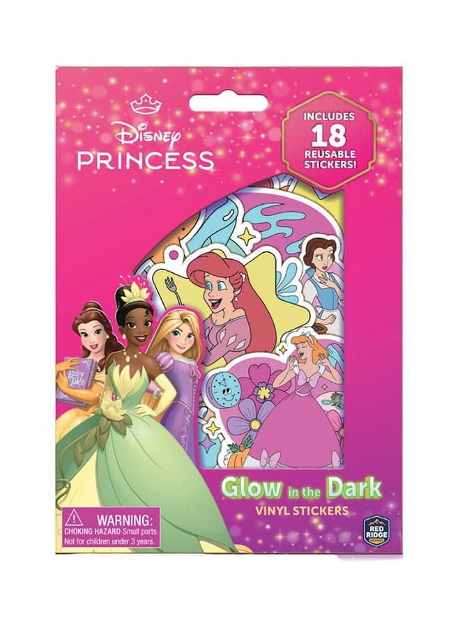 Disney Princess Glow in the Dark Vinyl Stickers | 18 Reusable Fun & Decorative Stickers | Self-Adhesive Stickers For Kids | Age 3+