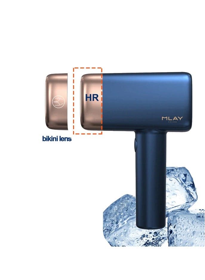 Newest T14 IPL Painless 3℃ Ice Compression Epilator Replaceable Lenses With Bikini Hair Removal Lamp Dark Blue