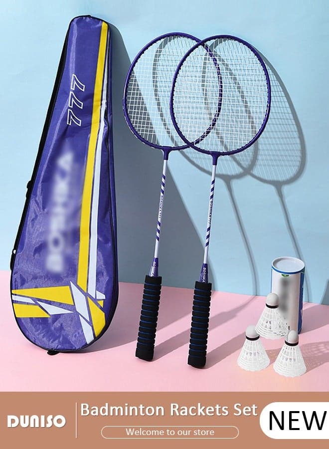 Badminton Rackets Set,Badminton Rackets,Lightweight Badminton Racquet with 3 Shuttlecocks and 1 Carrying Bag,Badminton Backyard Games for Outdoor,Garden,Beach,Family Fun Game for Beginners, 2 Player