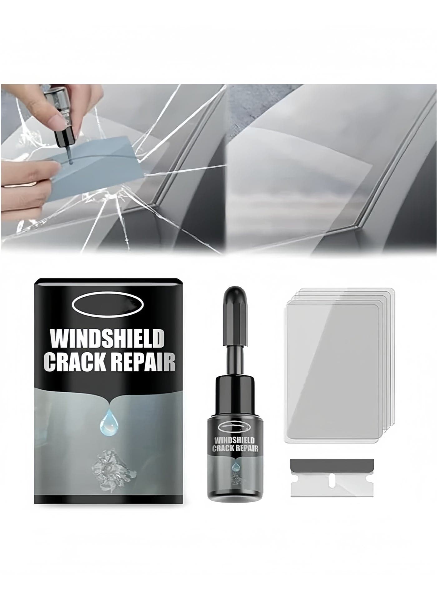 Windshield Crack Repalr for Glass Crack Repair Adhesive, 2025 Upgrade Windshield Repair Kit, Multifunctional Cracks Gone Glass Repair Fluid for Fixing Chips, Window Crack Repair Kit