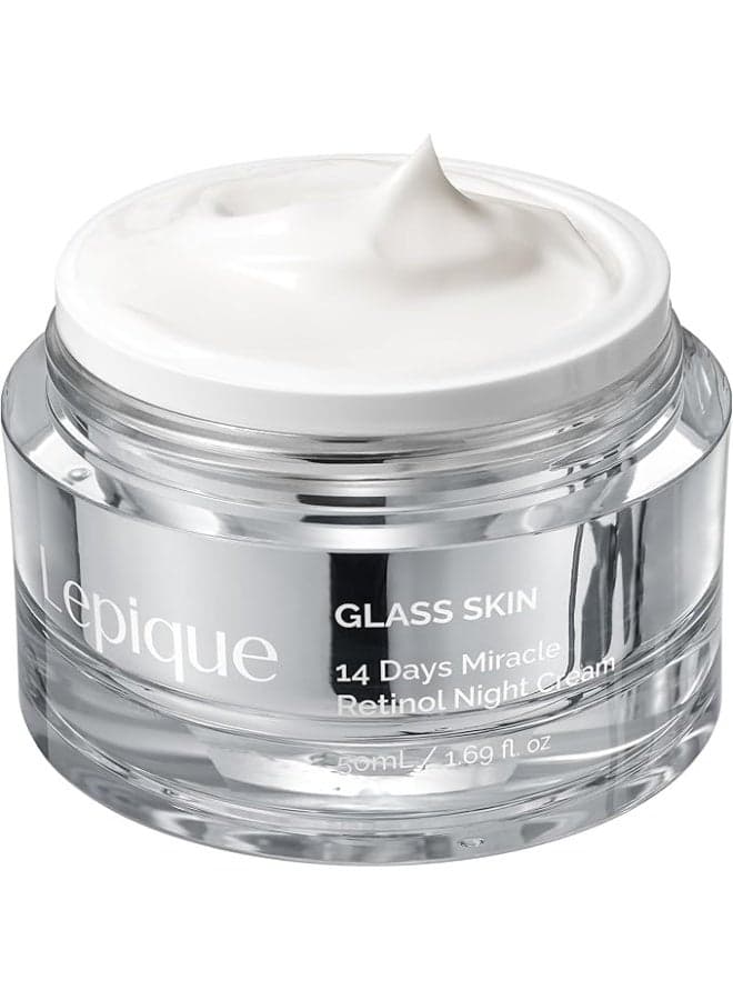 Lepique Retinol Night Cream 50ml - No.1 Korean Premium Overnight Repair Cream for Face and Neck - Collagen, Centella - Anti aging Skin Cream, Moisturizer Face Cream, (Unscented, with Spatula)