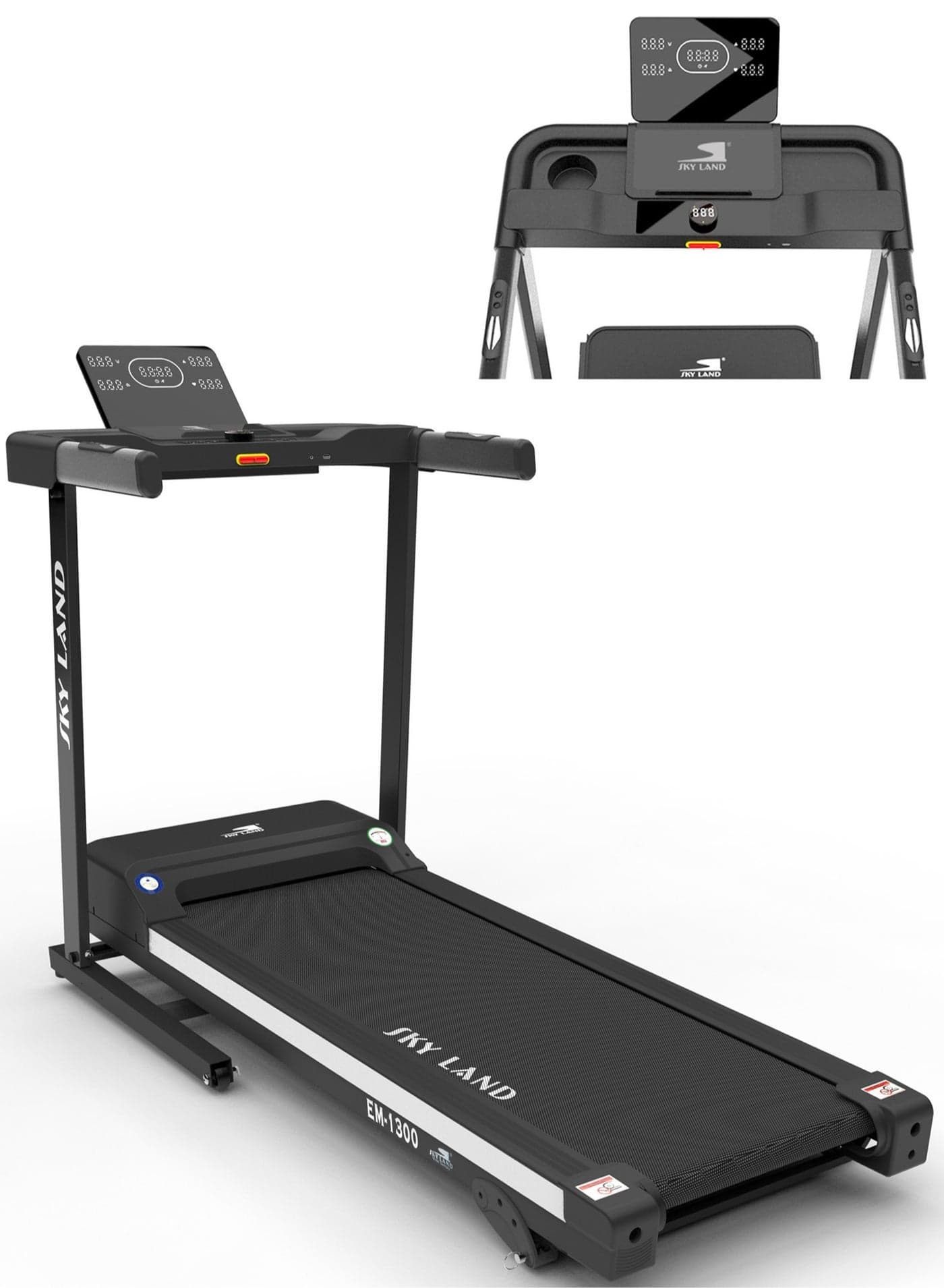 Foldable Treadmill for Home Use with 2 HP Motor, Bluetooth & Fitness App Support, Manual Incline, 1-16 km/h Speed, Max User Weight 110kg, Compact Running Machine for Home Gym – EM-1300