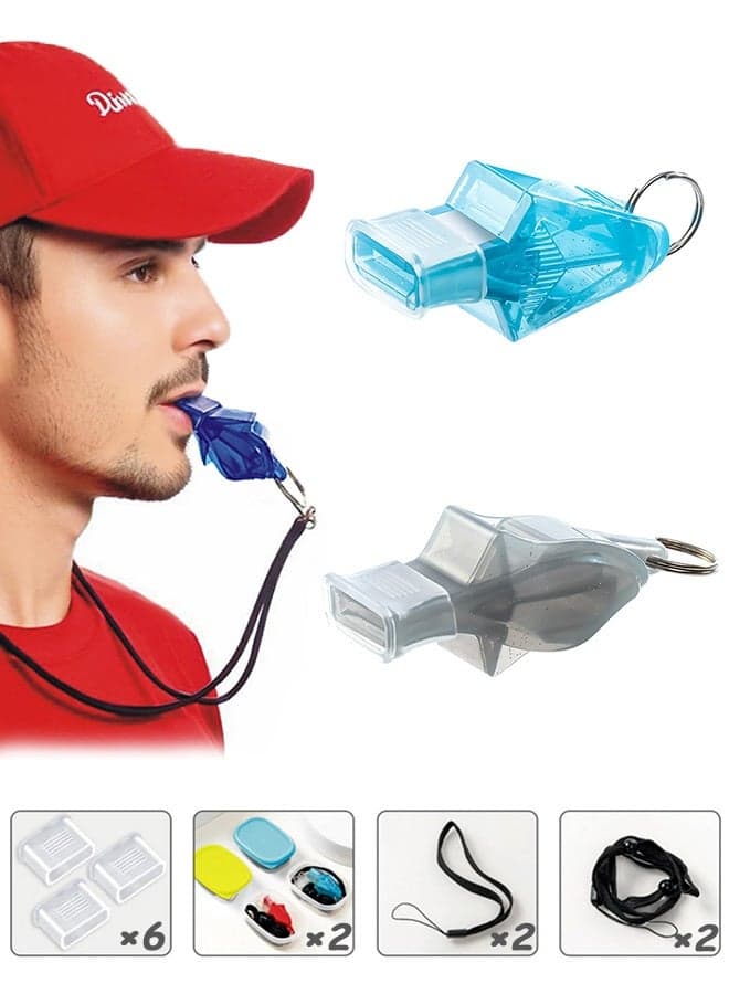 14 Pcs High Volume Dolphin Whistle Set with Mouth Guards and Case - Dolphin Whistle Referee Whistle - Professional Referee Whistle for Basketball Football Soccer and Outdoor Sports (Gray/Blue)