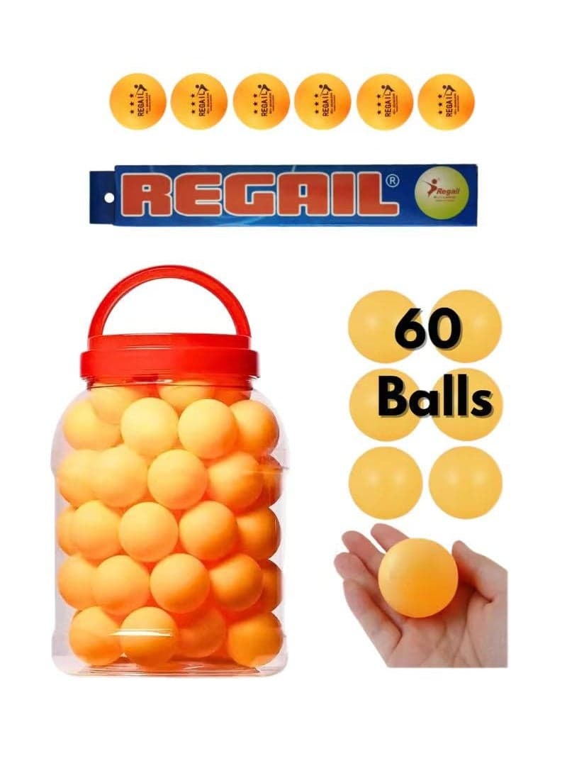 60-Pack ABS Table Tennis Balls | 40mm Tournament-Level Bounce | Durable for Indoor/Outdoor Use | For Kids & Adults | Yellow Portable Case