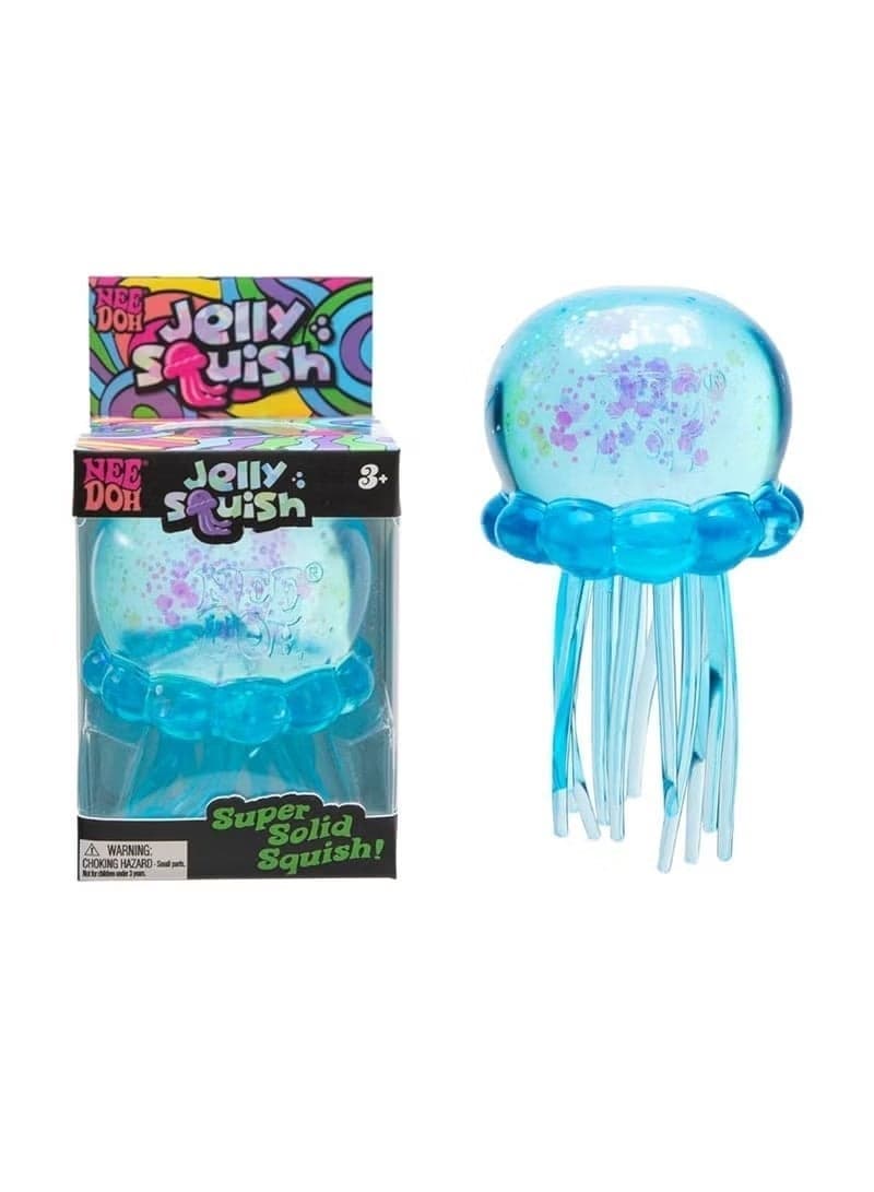 NEEDOH Jelly Squish Blue Jellyfish Fidget Toy - Super Solid Squish Stress Relief Sensory Squeeze Toy for Kids & Adults, Anti-Anxiety ADHD Focus Desk Toy(Blue)