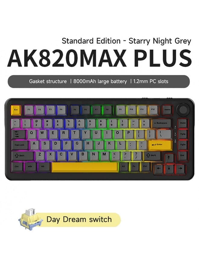 AK820 Max Plus Wireless Gaming Keyboard,Tri-Mode Magnetic Axis Mechanical Keyboard M75% Percent Keyboard,8000mAh RGB, Hot-Swappable, 0.85" Custom Screen for PC/Mac