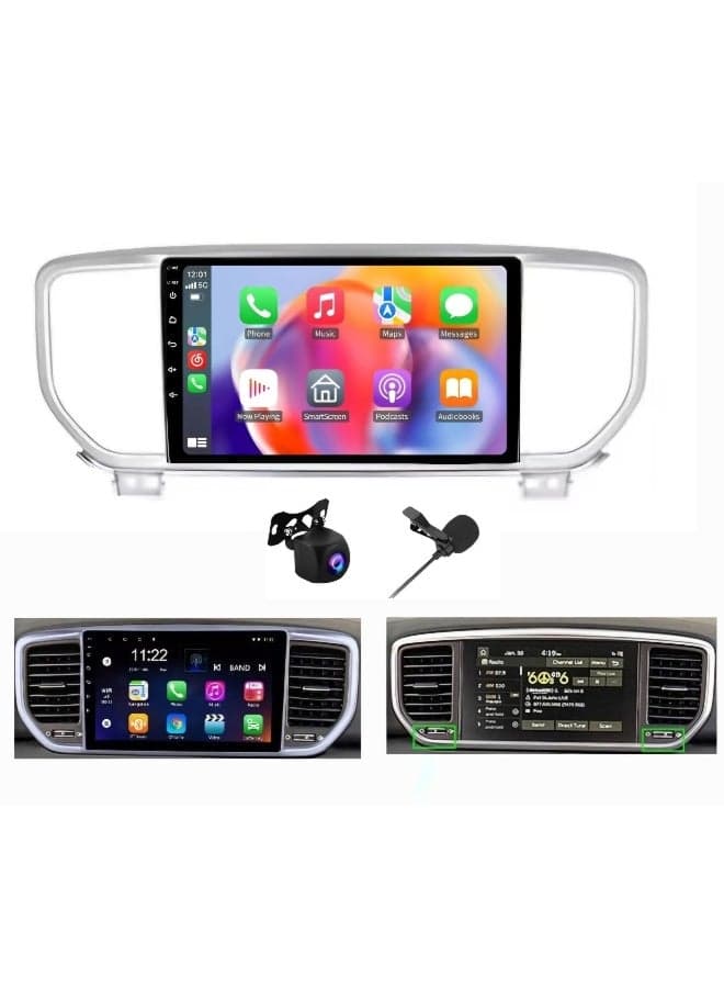 Car Stereo Screen For Kia Sportage Android 2018 2019 2020 2021 2022 With Apple Carplay Android Auto Wireless WiFi DSP FM AM BT AHD Camera Included Fast Interface 8GB RAM 128GB ROM 8 CORE