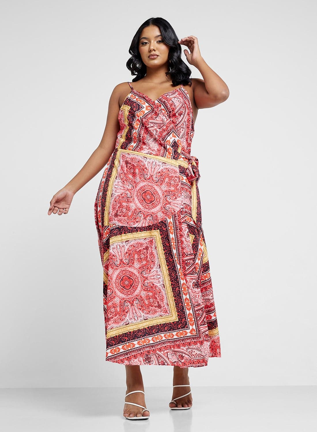 Printed Faux-Wrap Dress