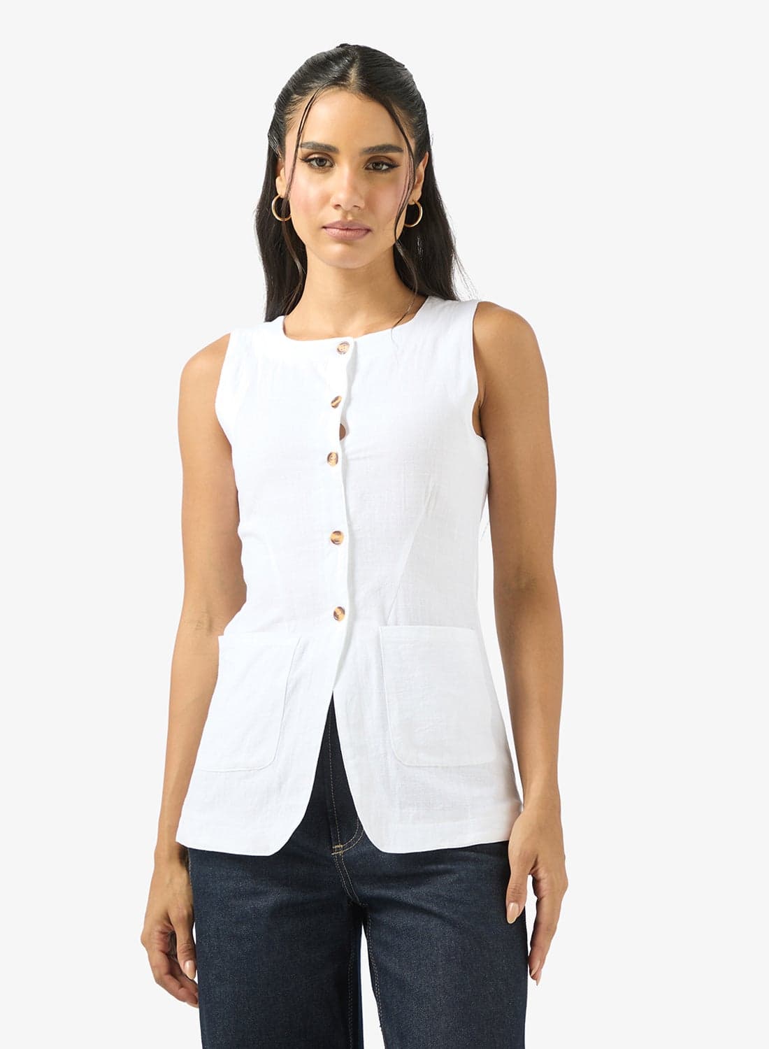 Longline Button Up Vest