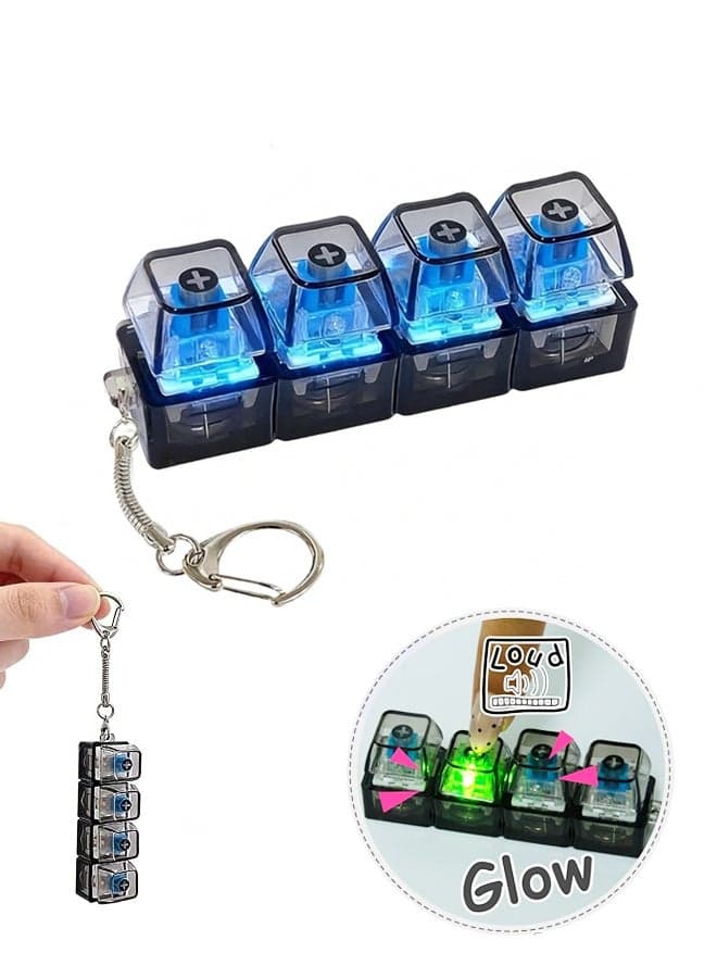 Keyboard Fidget Toy for Adults with LED Lights Fidget Keychain Keyboard, Stress Relief Clicker Fidget Keyboard, Squeeze Toy for Library Office Home