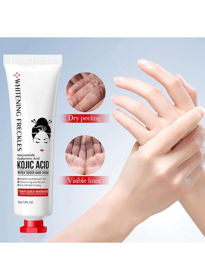 Kojic Acid Hand Cream, Kojic Acid Cream Sadoer,Whitening Freckles Kojic Acid Hand Cream,Sadoer Kojic Acid,Niacinamide Hyaluronic Acid Kojic Acid Whiten Tender Hand Cream