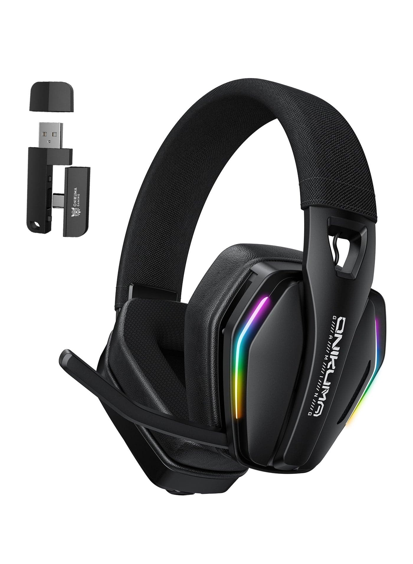 GT826 Tri-Mode Gaming Headset with Mic,40mm Drivers, 40ms Low Latency & 60H Playback | Gaming Headphone for PS5, PS4, PC, Mobile, Switch,Phone,Mac,Laptop: 2.4GHz Wireless + Bluetooth 5.4 + Wired - RGB Light,Black