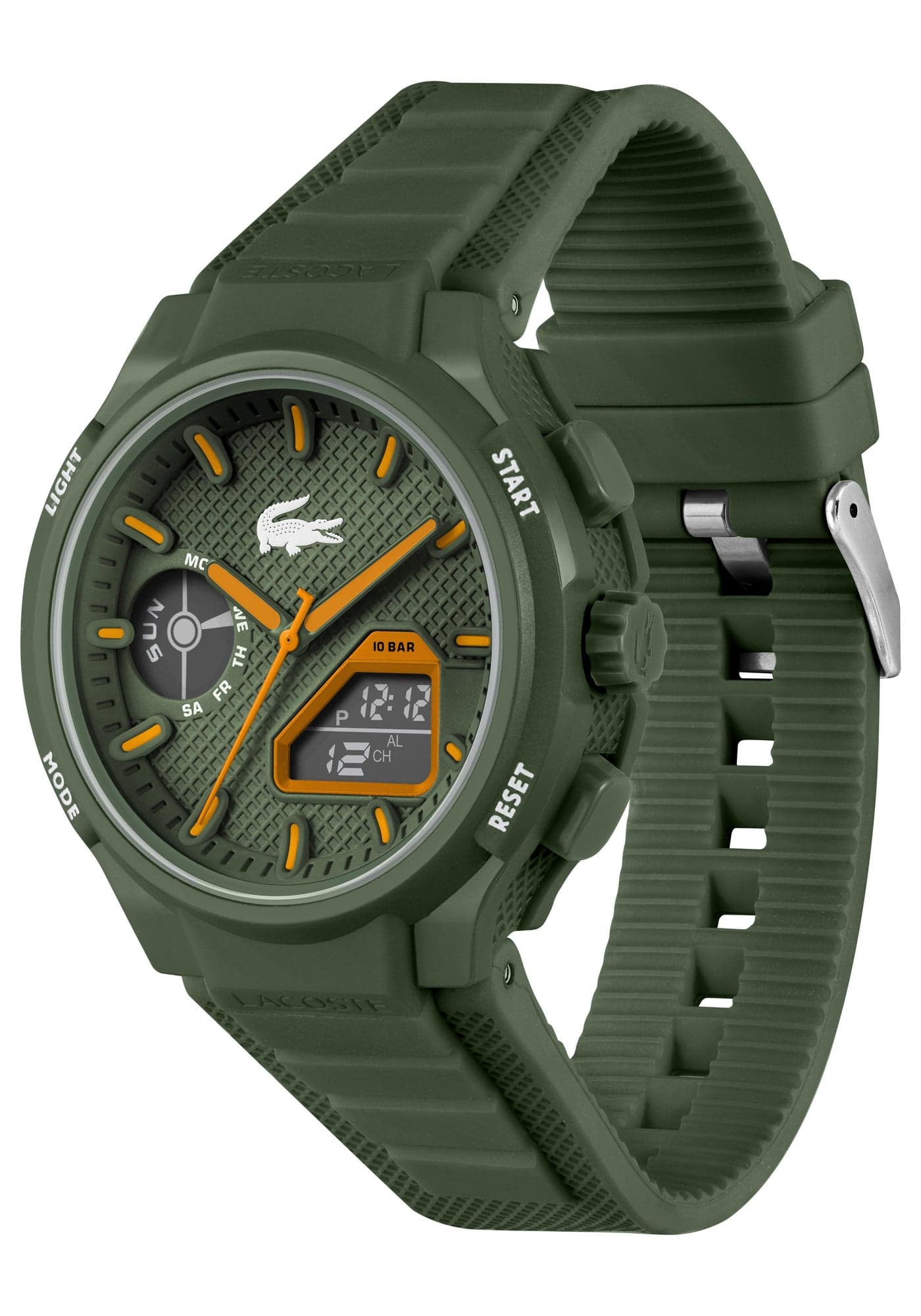 Round Analog-Digital Men'S Stainless Steel And Khaki Tr90 Case Watch