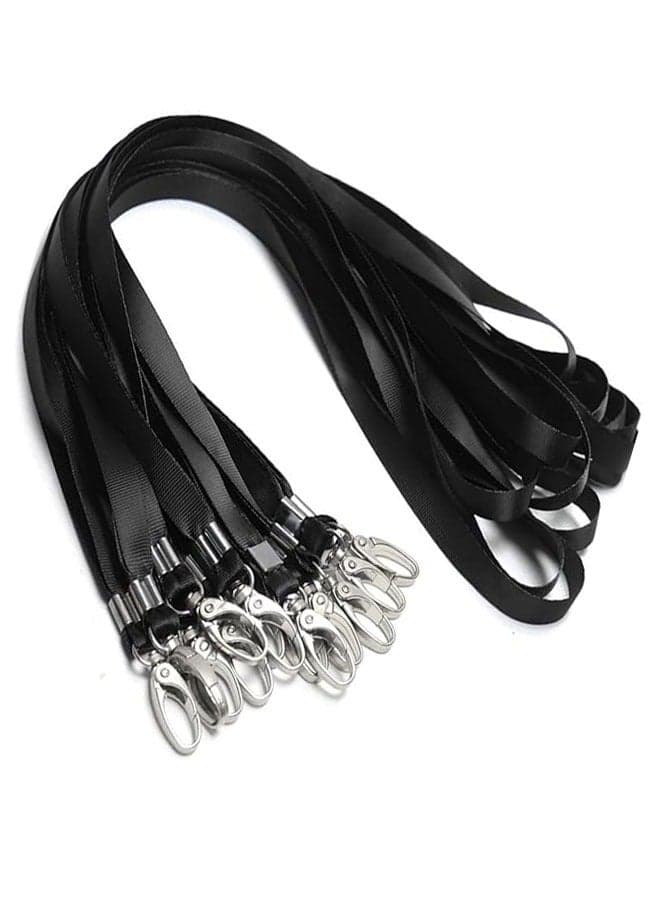 25 Pcs, Lanyards with Swivel Hook Clips for Name Tag or ID Badges, Neck Lanyard Strap for Office Worker, Student, Teacher Black