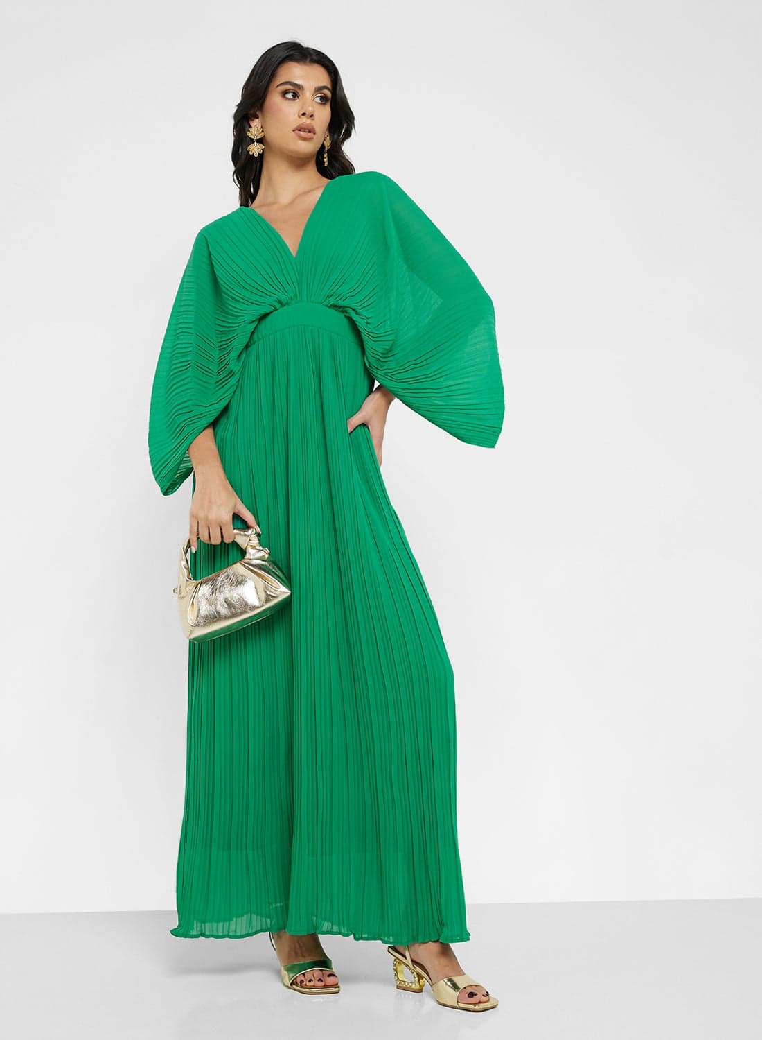Pleated Empire Maxi Dress