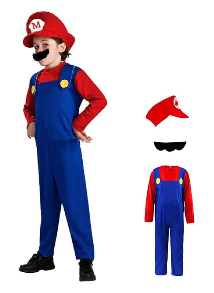 Super Mario Costume for Kids,Mario Costume Luigi Costume Set, Luigi Costume for Dress Costumes