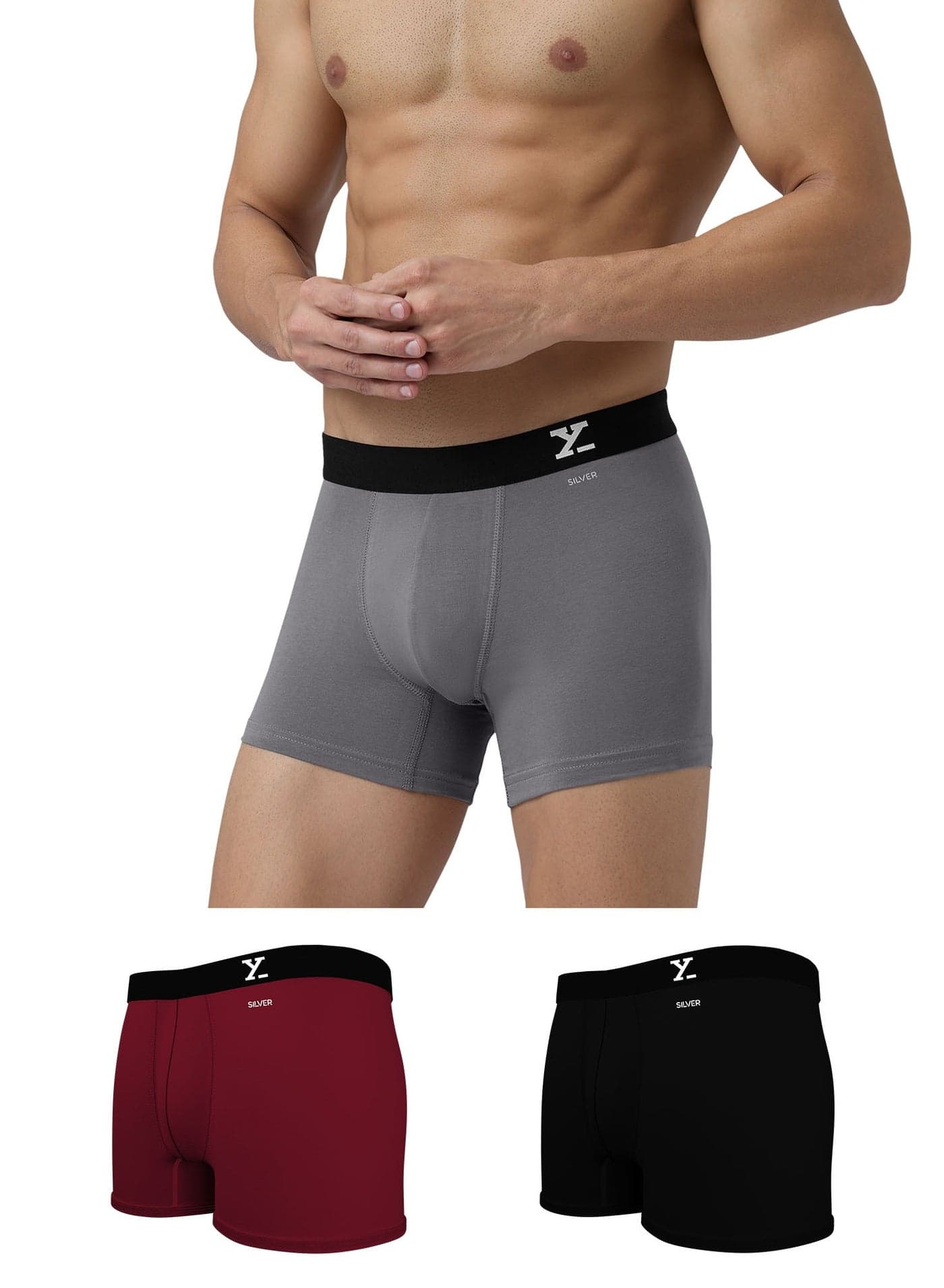 Pack of 3 Aero Anti-Bacterial Odour-Free Cotton Solid Men's Boxer Brief Shorts Stretchable Breathable Trunks Underwear