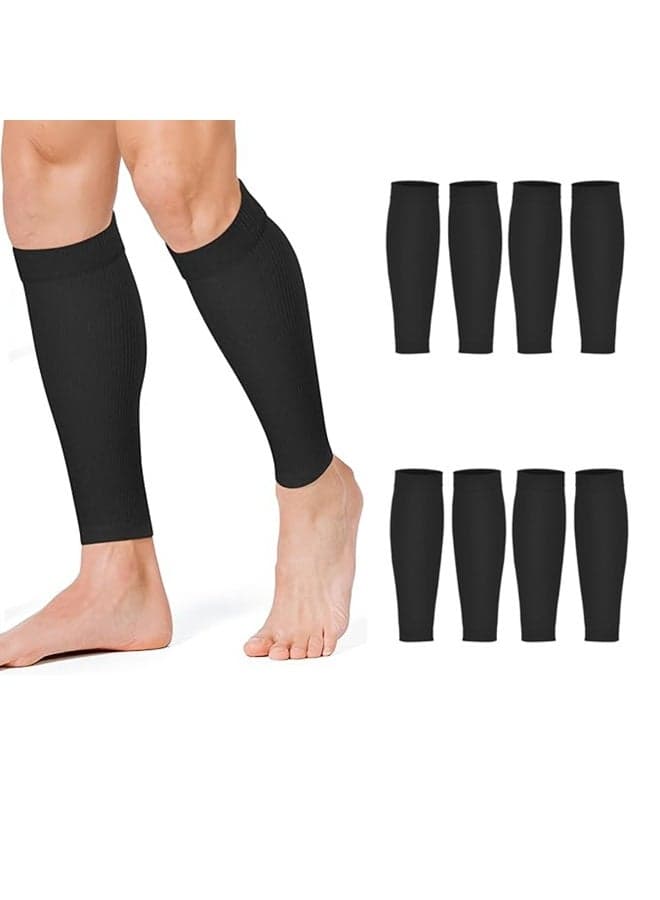 4 Pairs Calf Compression Sleeve Leg Compression Sock Calf and Shin Support Relieve Calf Pain for Men Women Youth for Running, Cycling, Walking Black, Large