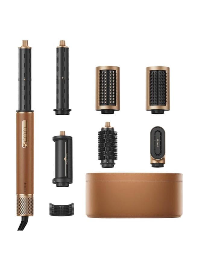 Dreame AirStyle Pro, 7-in-1 Hair Styler, Fast Drying, 2 Curling Barrels, Volumizing Hair, Smoothing Brush, Reduce Frizz, Leather Package, Airflow Styling, Magnetic Design- AMF18A