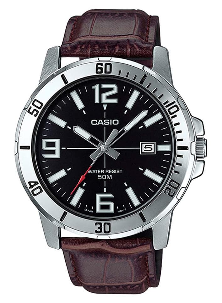Men Leather Analog Watch MTP-VD01L-1BVUDF - 45 mm - Brown