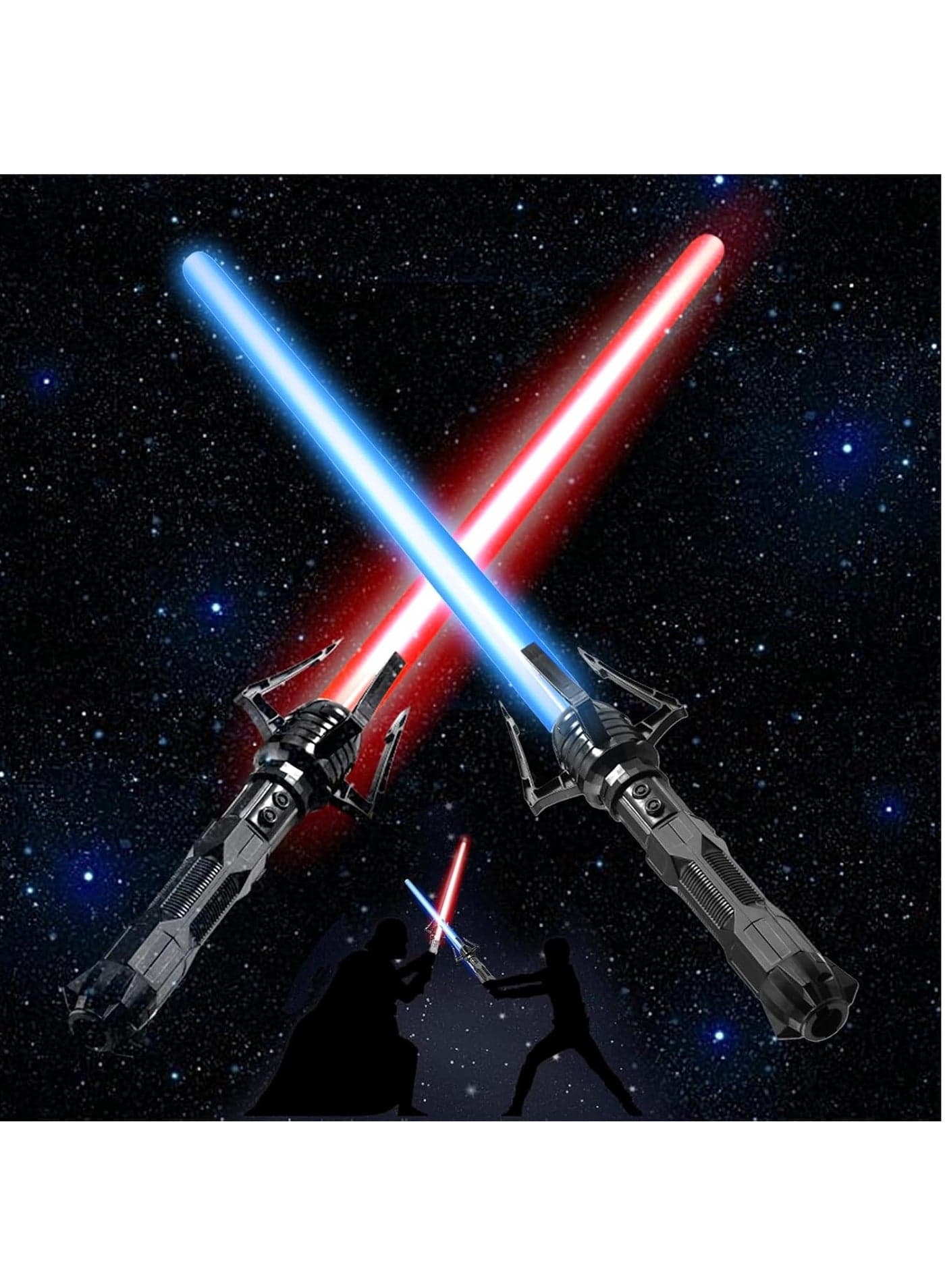 Light Sabers for Kids,2 PCS Lightup Saber Set,2-in-1 149cm Dual Light Sword with FX Sound (Motion Sensitive),Red and Blue Colors Lightsabers Toy, Kids' Pretend Combat Gear